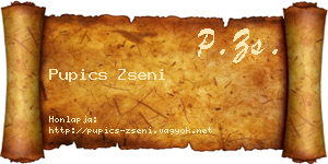 Pupics Zseni névjegykártya